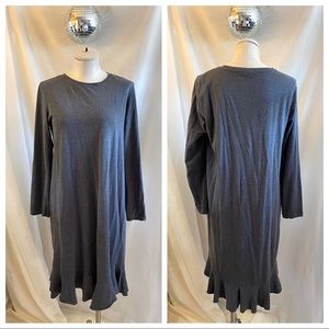 Zara Frilled Ruffle Hem Long Sleeve Knit Dress